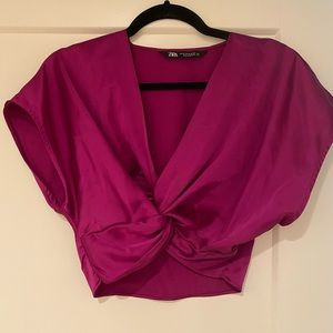 Zara Violet Satin Crop